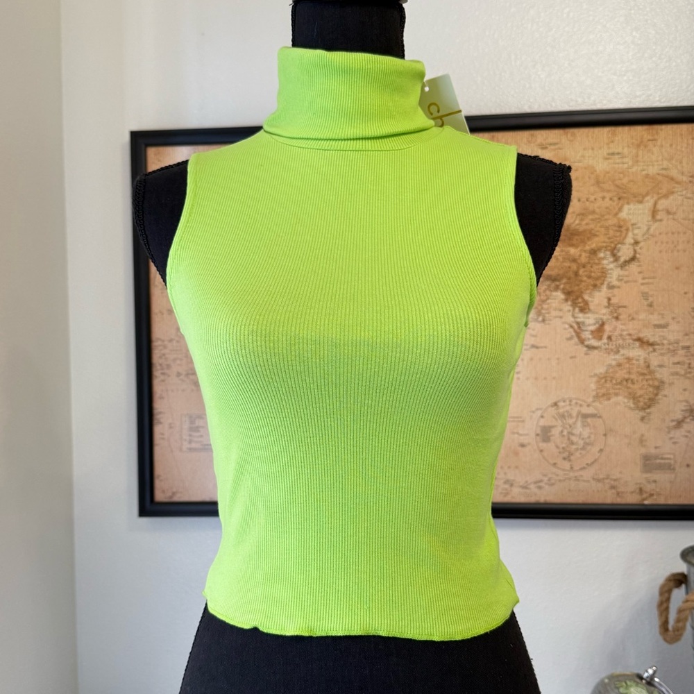 Choosy sleeveless ribbed turtleneck top